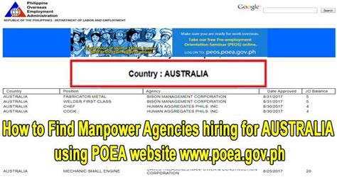 poea australia job hiring 2024|Australia Job Openings for Filipinos, Manpower Agency List.